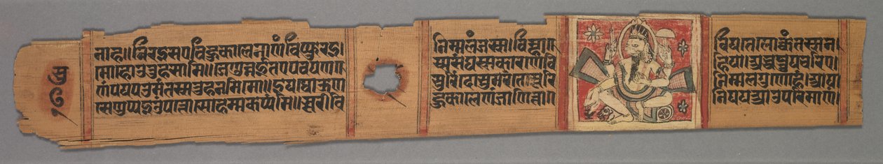 ジャイナ教の写本からの葉: デーヴァチャンドラのカラカチャリヤの物語: テキスト直筆、1279 年。 作： デバチャンドラ