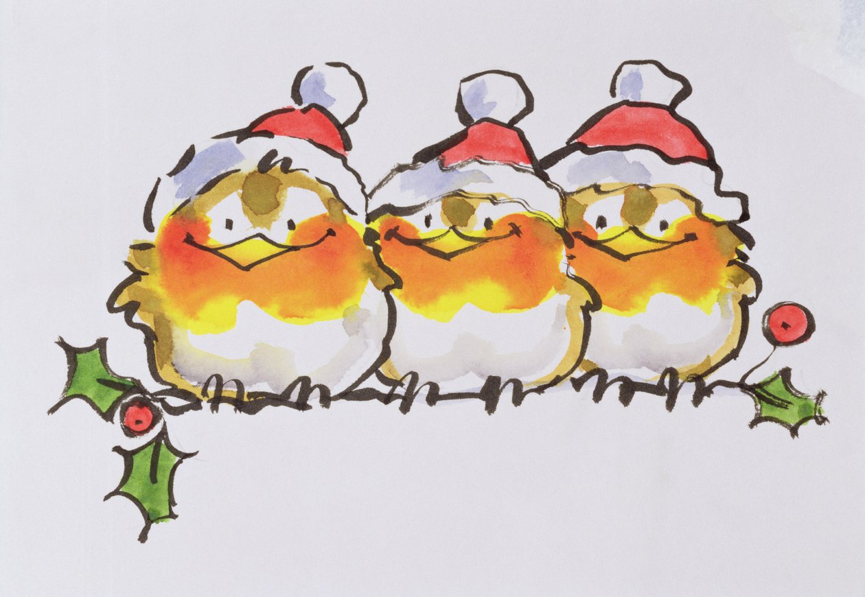 クリスマスロビン（紙にインクとトイレ） 作： ダイアン・マット
