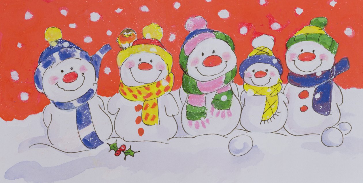雪の家族（紙にトイレとインク） 作： ダイアン・マット