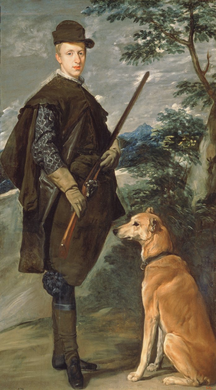 銃と犬を連れたオーストリアのフェルナンド枢機卿（1609-41）の肖像、1632年 作： ディエゴ・ベラスケス