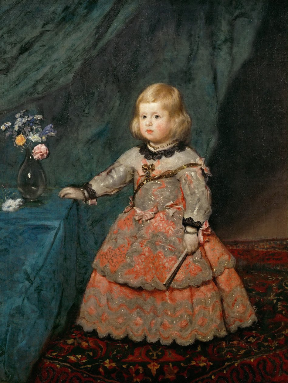 バロック様式。ピンクのドレスを着たインファンタ・マルガレット・テレサ（1651-1673）の肖像 par ベラスケス、ディエゴ（1599-1660）、1653年頃。油彩・キャンバス 作： ディエゴ・ベラスケス