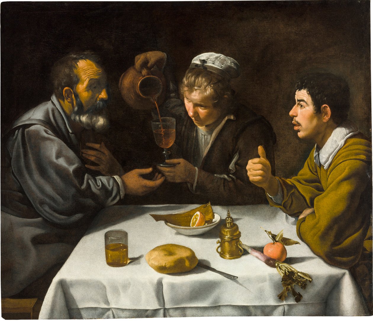 Le dejeuner - The Luncheon』ベラスケス、ディエゴ（1599-1660）作。キャンバスに油彩、1618年頃 寸法：96x112cmSzepmuveszeti Muzeum, Budapest, Hungary. 作： ディエゴ・ベラスケス