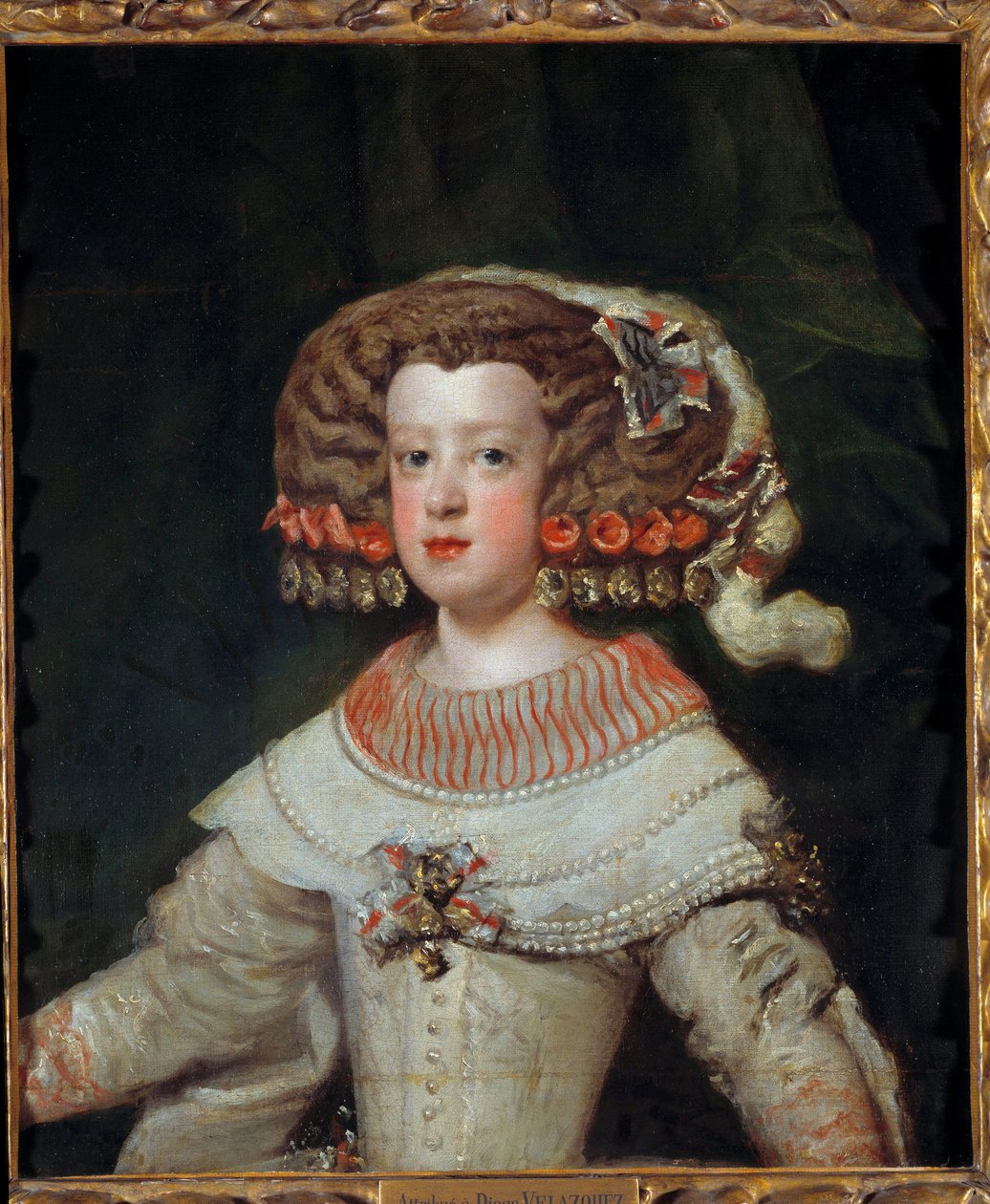 インファンテ・マリー・テレーズ（1638-1683）の肖像 後のフランス王妃 絵画：ディエゴ・ベラスケス（1599-1660） 17世紀 日。0,71x0,6 m - 後のフランス王妃、インファンテ・マリー・テレーズ（1638-1683）の肖像。ディエゴ・ベラスケス（1599-166）の絵画 作： ディエゴ・ベラスケス