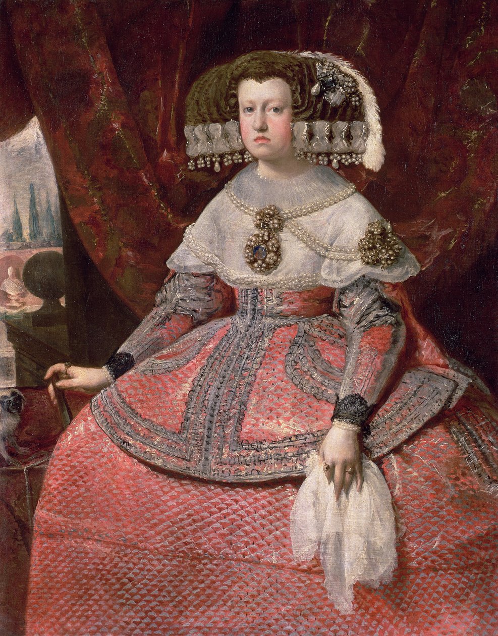 赤いドレスを着たスペインのマリアアンナ女王、1655〜60年 作： ディエゴ・ベラスケス