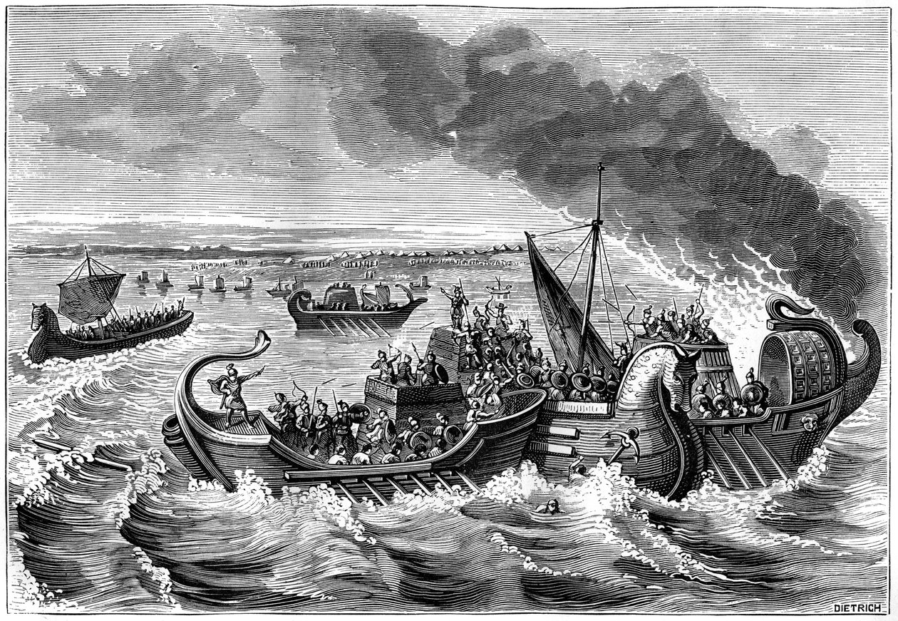 ローマ船とベネチ船の間の戦闘、ロワール川、56 BC 1882-1884。 作： ディートリッヒ