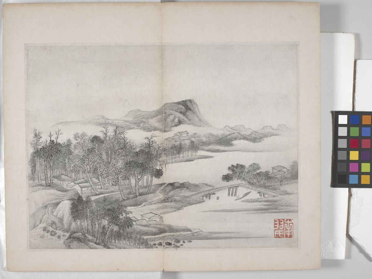 風景画帖（紙にインク） 作： ディン・ユンペン