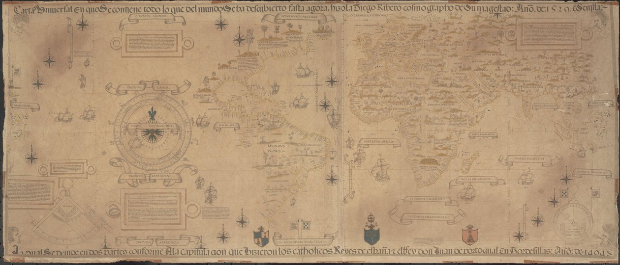 世界地図プロパガンダ、1529年 作： ディオゴ・リベイロ