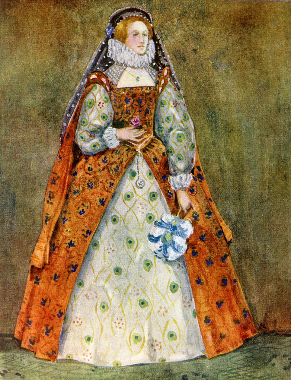 エリザベス1世（1558-1603）の時代の女性の衣装 作： ディオン・クレイトン・カルスロップ