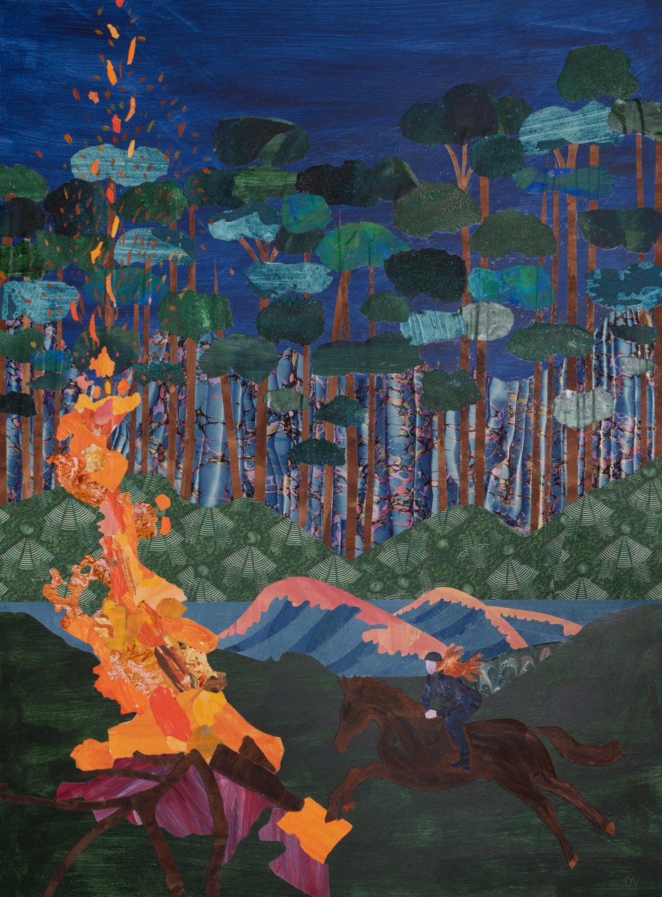 ブリュンヒルデとライン河畔の火刑台（コラージュ） 作： 