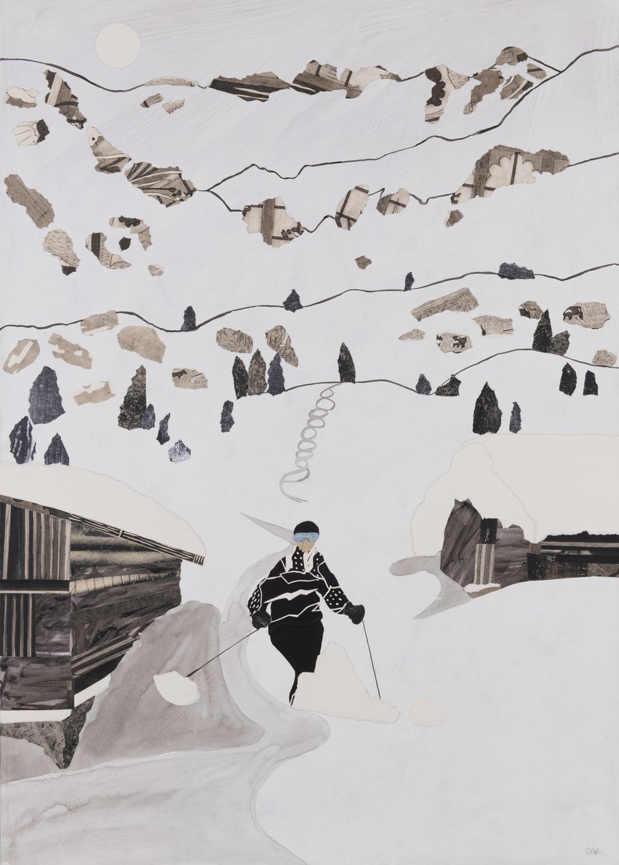 スキーで昼食（コラージュ） 作： 