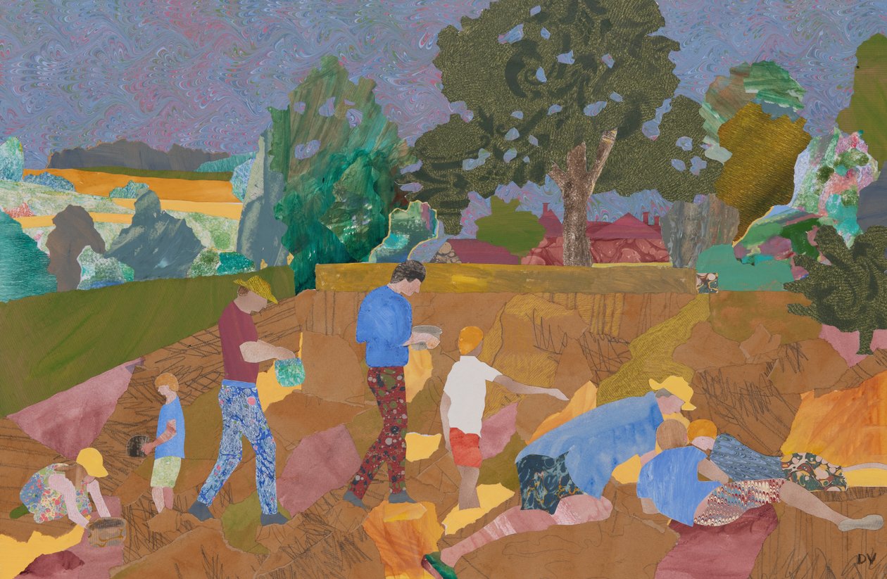 黄色いガラガラの収穫（コラージュ） 作： 