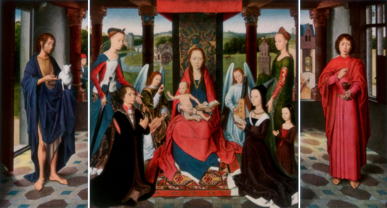 聖人と寄付者のいる聖母子ダントリプティク、c1478 1927 作： Dirck Bouts