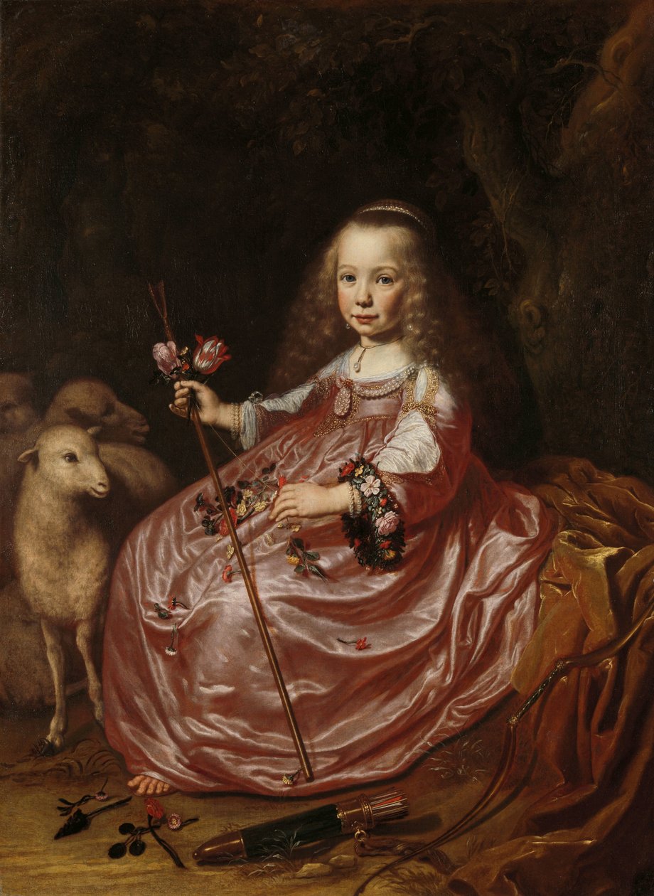 クララ・アレウィンの肖像 Clara Alewijn (1635-74(. Abraham Alewijn と Geertruid Hooftman の娘) 作： DirckDircksz。 van Santvoort