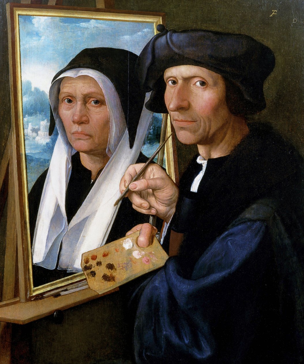 妻の肖像画を描くヤコブ・コルネリス・ファン・ウーストサネン 作： Dirck Jacobsz