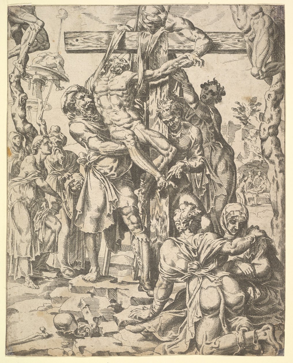 十字架からの降臨、人類の堕落と救いから生命と死を経て...、1548年。 作： Dirck Volkertsen Coornhert