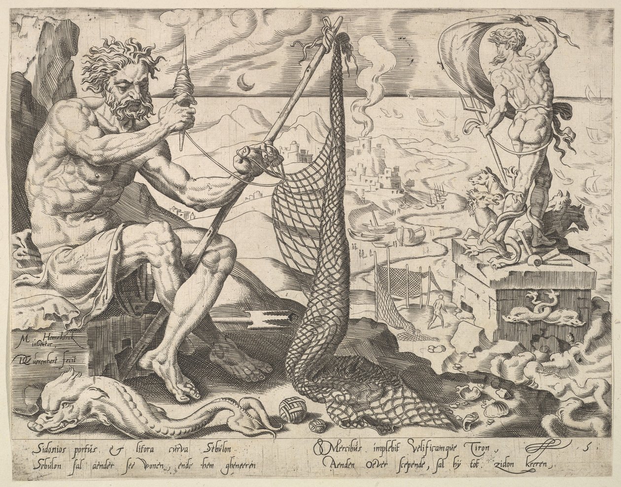 1550 年の十二総主教シリーズのゼブルン。 作： Dirck Volkertsen Coornhert
