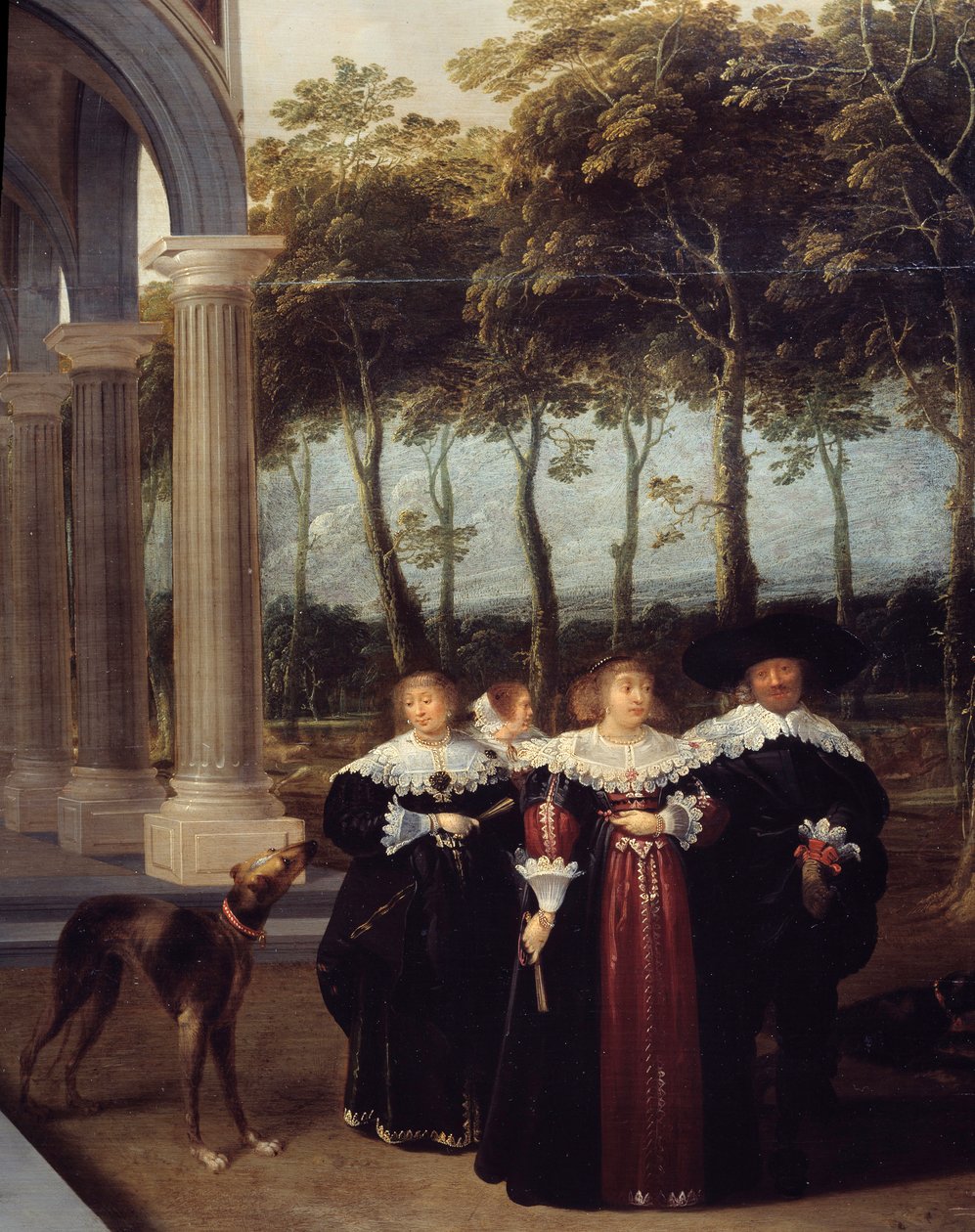 カップルの散歩 絵画「ボウリング選手」の詳細 ディルク・ファン・デレン（1605-1671）の絵画 作： Dirck van Delen