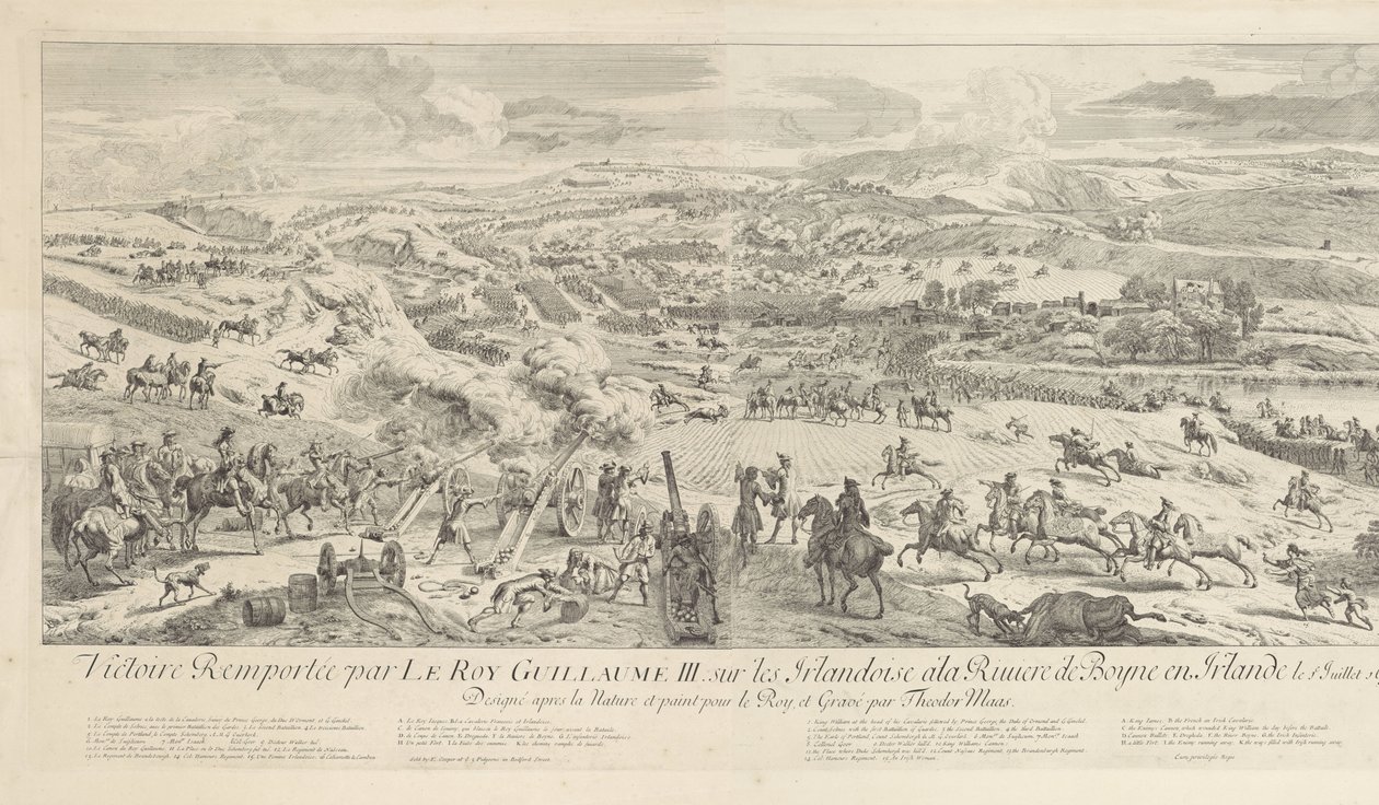 Slag bij Drogheda aan de Boyne、1690 年 7 月 1 日 ル・ロイ・ギヨーム三世の勝利。 1690 年 7 月 1 日にアイルランドのボイン川でアイルランド人について (オブジェクトのタイトル) 作： ディルク・マース