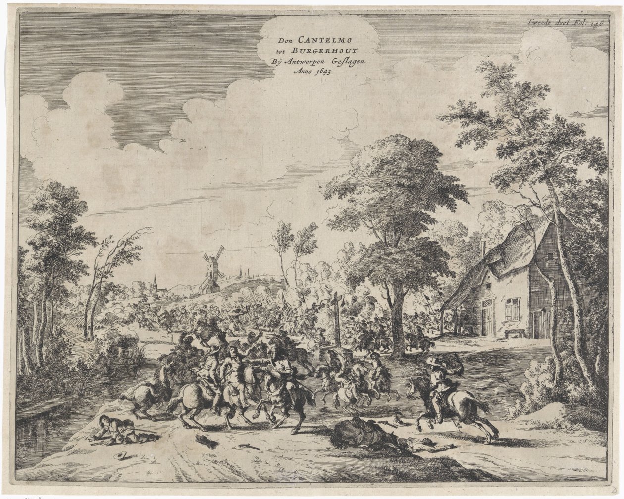 1643年、ボルガーハウトで敗北したドン・カンテルモ率いるスペイン人 Don Cantelmo tot Burgerhout Antwerp Struck Anno 1643 (オブジェクトのタイトル) 作： ダークストゥープ
