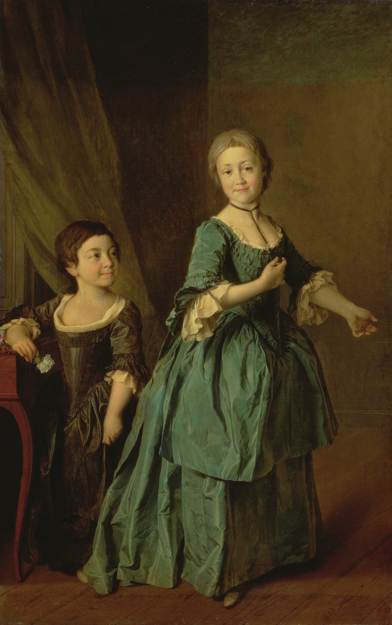 Feodosia Rzhevskaya（1760-95）とNastasia Davydova（b.1764）の肖像1772 作： Dmitri Grigorievich Levitsky