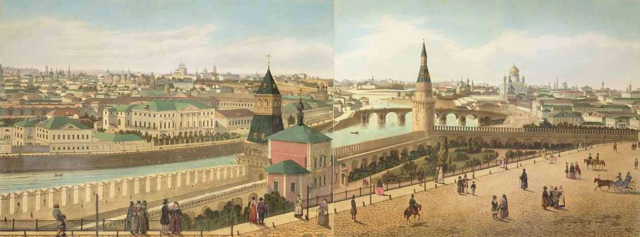 フィリップベノイスト（1813-c.1905）とパブのオーブルンによって刻まれたモスクワのパノラマから、救世主教会を含むクレムリンから川を見下ろします。ルメルシエ、1840年頃 作： ドミトリ・インディエツェフ