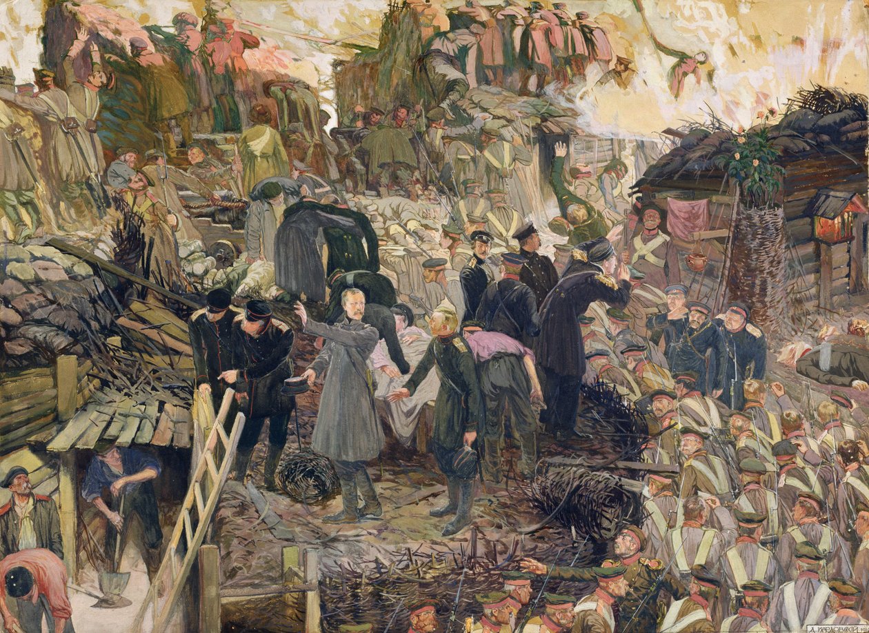 セバストポルの防衛、1910年（段ボールに水彩） 作： ドミトリ・ニコラエヴィッチ・カルドフスキー