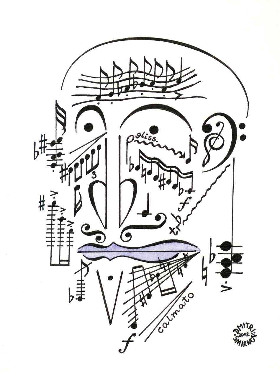 Dr Musicus - 楽譜を使って描かれた顔 作： ドミトリー・スミルノフ