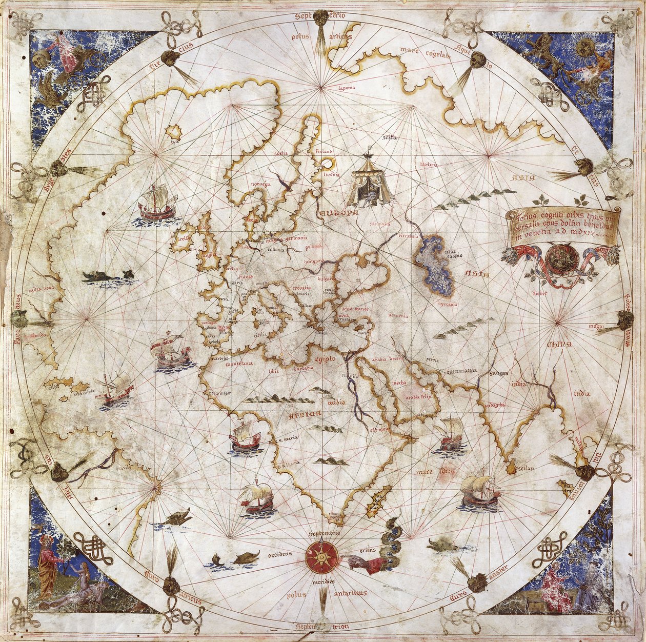 1519年の世界のポルトランチャート 作： ドルフィン・ボナルド