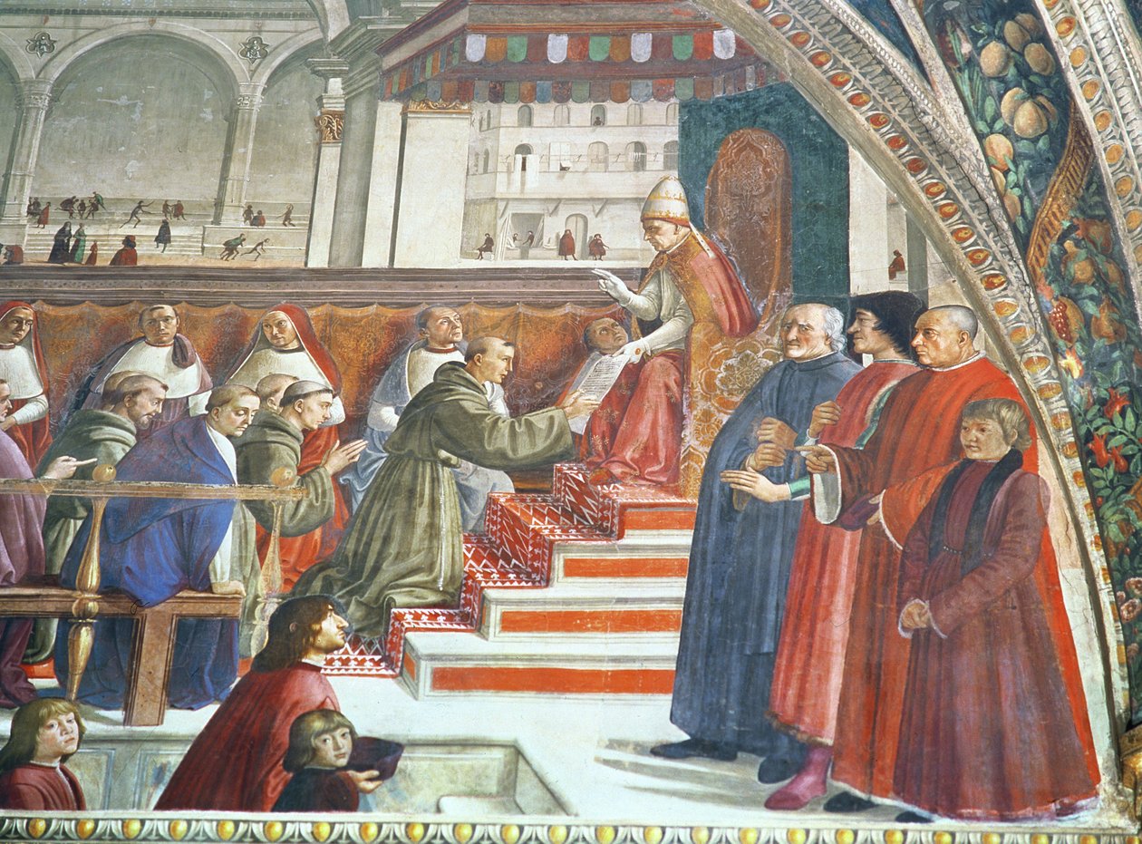 1483年、サセッティ礼拝堂のロレンツォデメディチ、サセッティとその息子、アントニオプッチと 作： ドメニコ・ギルランダイオ