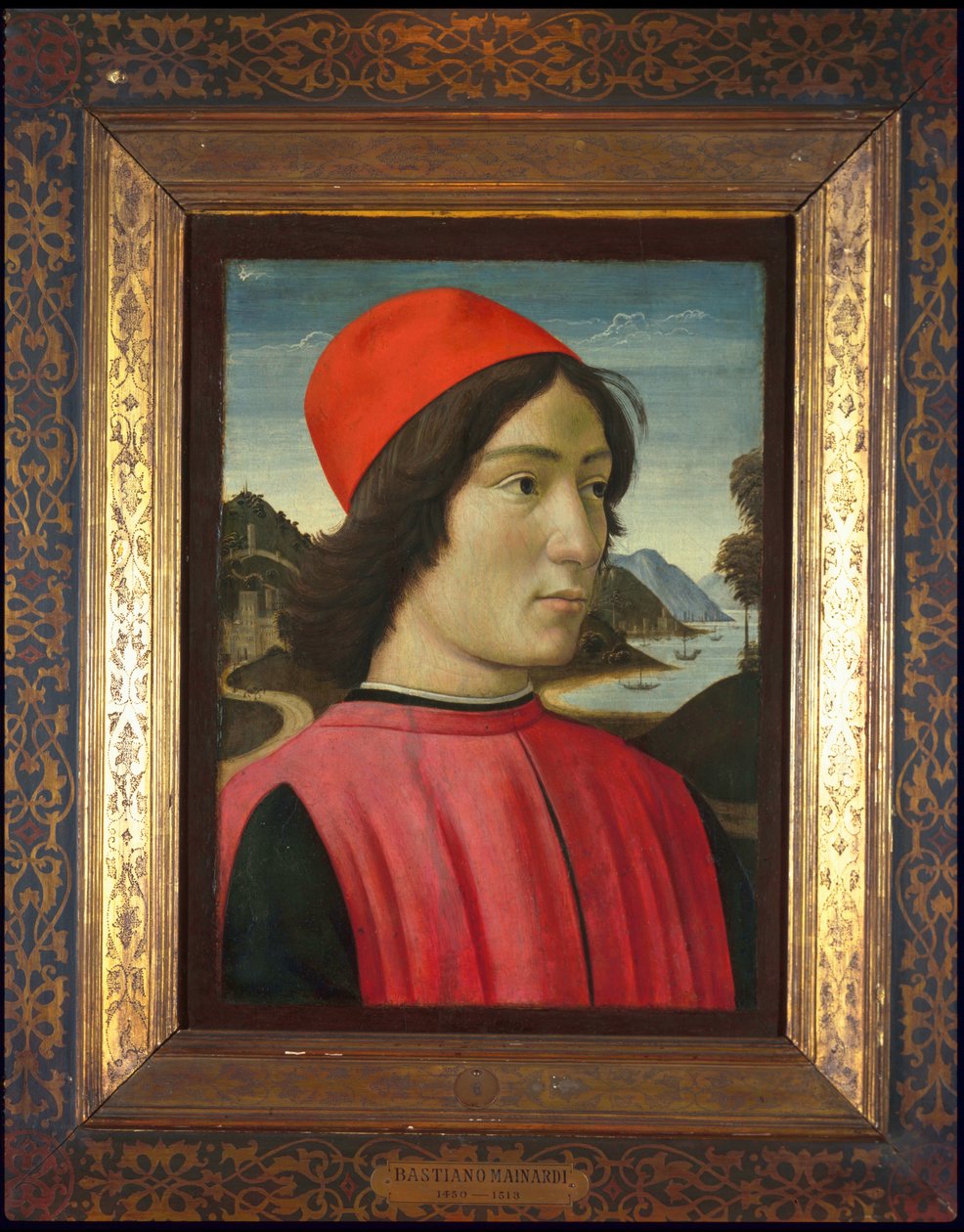 男の肖像、c.1490（パネル上のテンペラ） 作： ドメニコ・ギルランダイオ