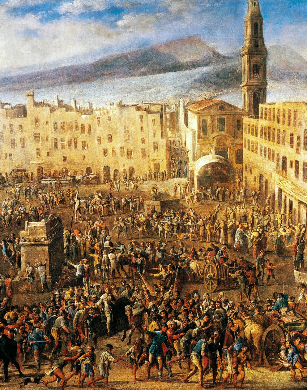 Piazza del Mercato Napolissa, yksityiskohta Masaniellon kapinasta, Domenico Gargiulon, joka tunnetaan nimellä Micco Spadaro (1609 tai 1610 - n. 1675), maalaus. 作： ドメニコ (1612 75) ガルジウロ