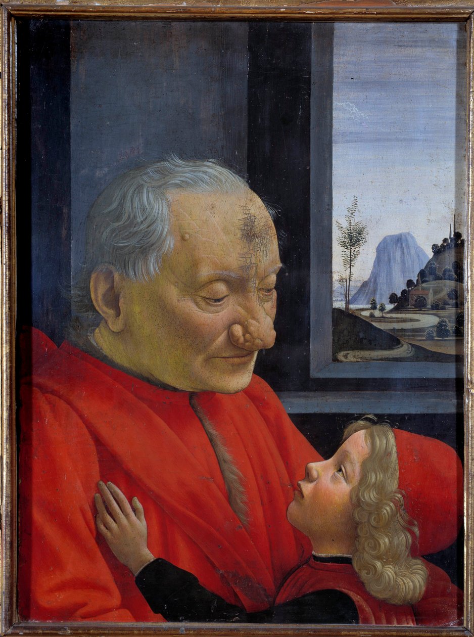老人と少年の肖像 ドメニコ・ギルランダイオ（1449-1494）の絵画 15世紀 日0,62x0,