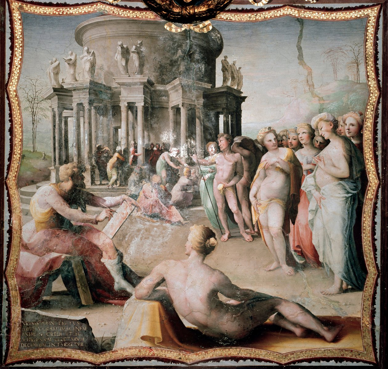 ゼウシス（またはゼウシッポス、ヘラクレスのギリシャ人画家、紀元前464-398年）は、クロトーネのヘラ神殿のためにヘレネの肖像を描きました。ドメニコ・ベッカフミ（1486-1551）の絵画 作： ドメニコベッカフミ