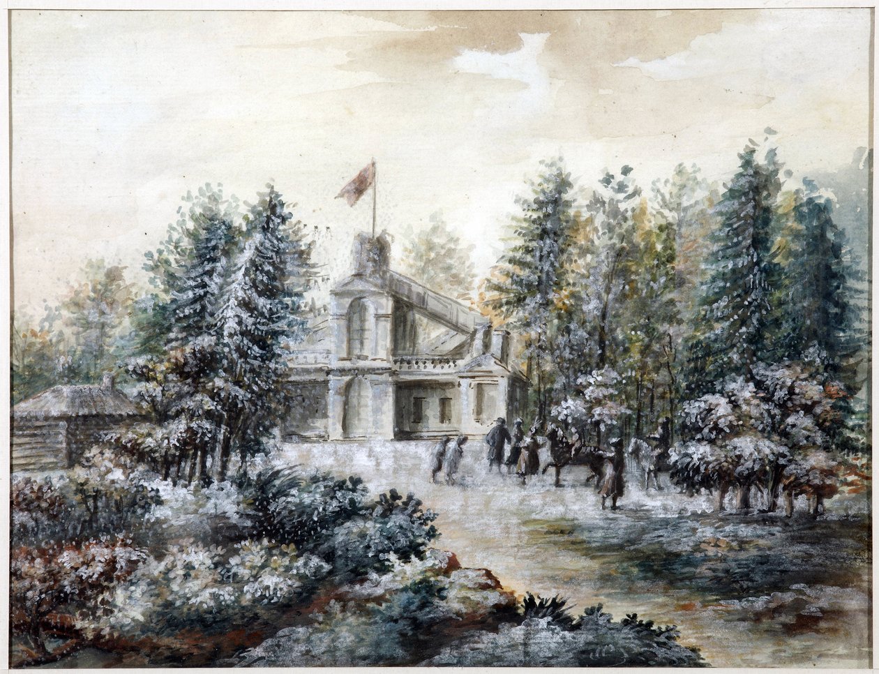 Pavillon de chasse Crack, a Pavlovsk - Krak house in Pavlovsk - Domenico Felice Lamoni (1745-1830).紙に水彩・白彩、1778年以降。サンクトペテルブルク国立歴史博物館 作： ドメニコ・フェリーチェ・ラモニ