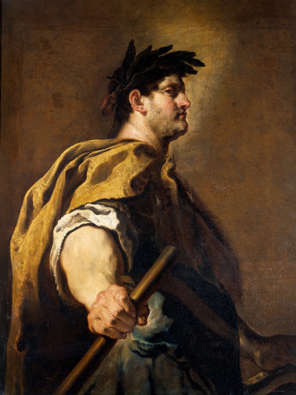 ローマ皇帝ドミティアヌス（Titus flavius domitianus）の肖像（51-96年） ドメニコ・フェッティ（1589-1623年）の絵画 17世紀 日1,51x1,12メートル 作： ドメニコ・フェティまたはフェティ