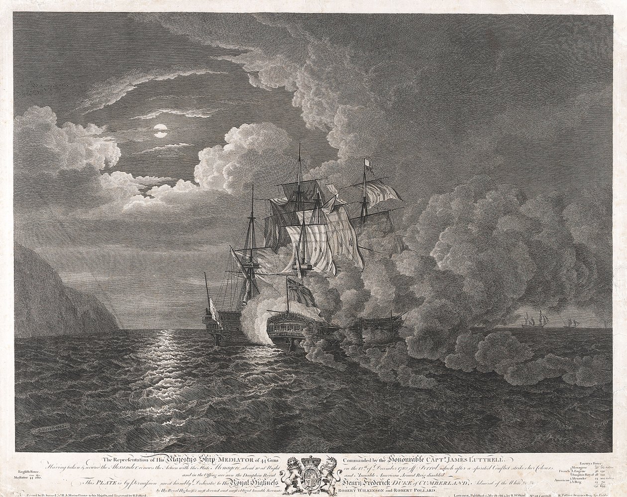 1782年12月12日、フェロル沖でのHMS「メディエーター号 作： ドミニク・セール
