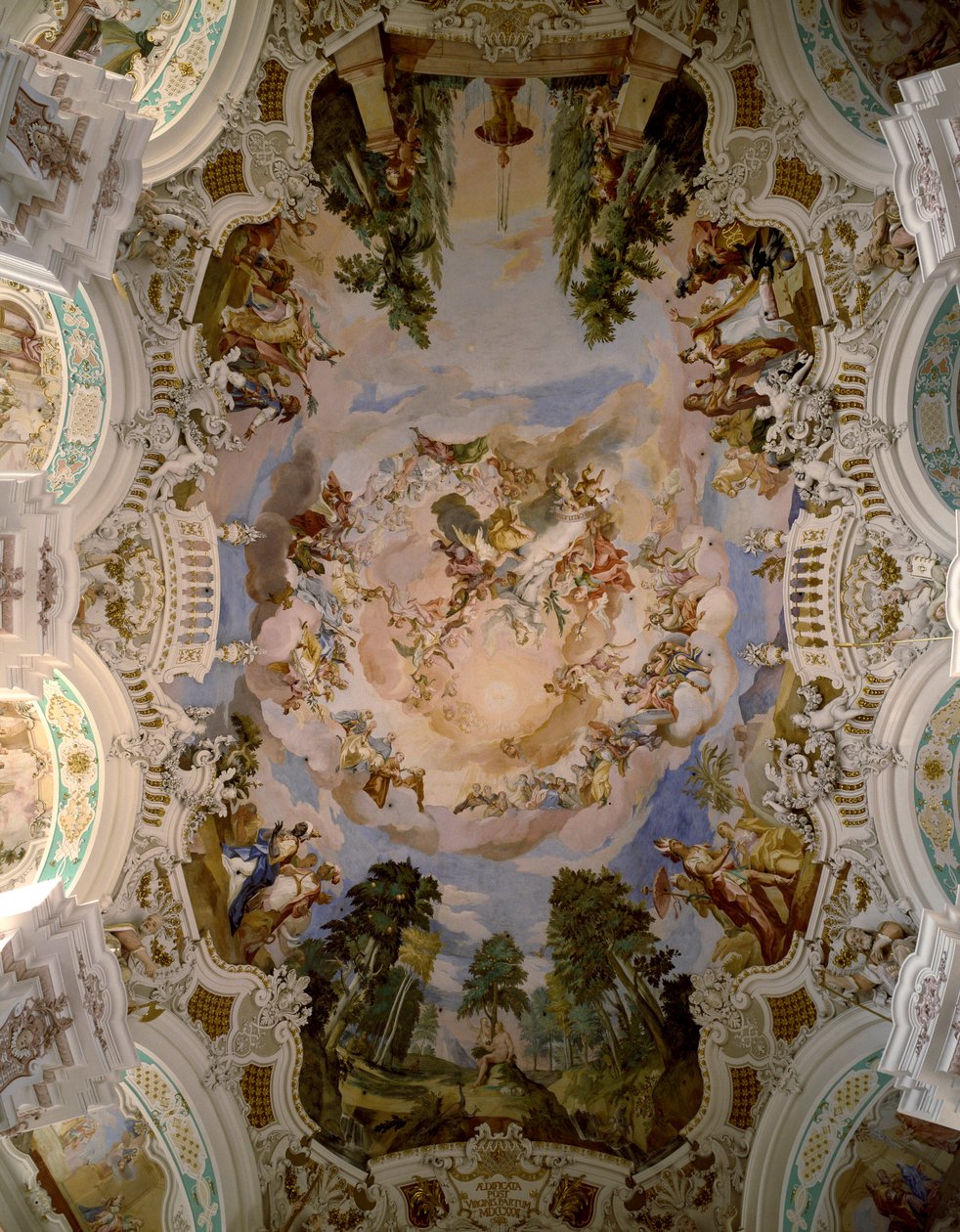 建築家ドメニクス・ツィンマーマン（1685-1766）によるシューセンリート修道院のドームを飾るフレスコ画 1730-1731年 ドイツ・シューセンリート 作： ドミニクス・ツィンマーマン
