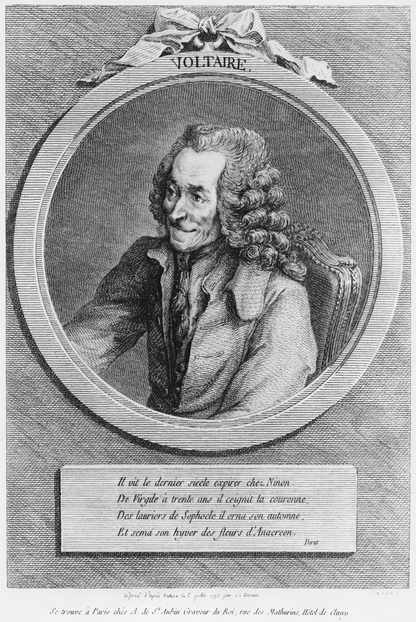 1775年7月6日にデノンが描いた絵からのヴォルテールの肖像 作： ドミニク・ヴィヴァン・デノン