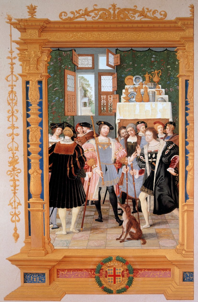 Etienne Leblanc (1490-1565) überreicht Anne de Montmorency (1493-1567) seine Übersetzung der Rede von Cicero (1531) von Dominique Henri Guifard