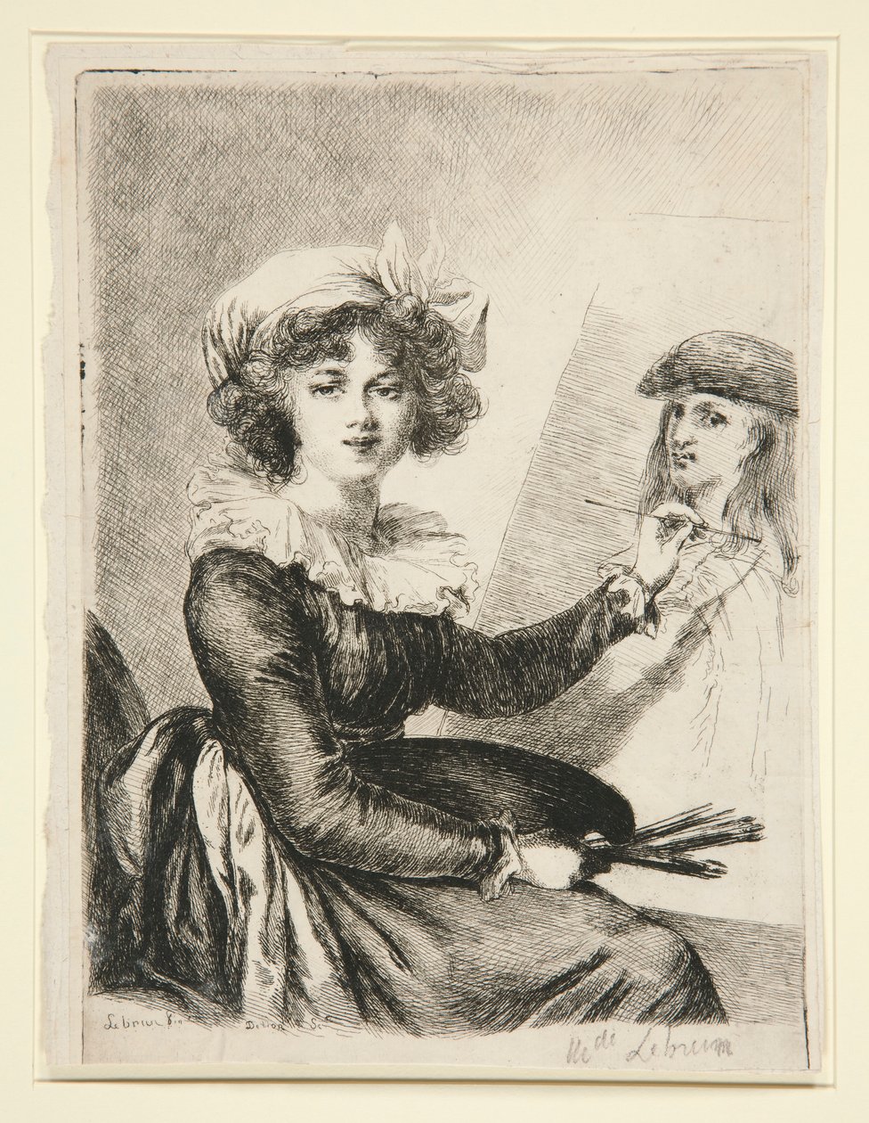 Louise-Elisabeth Vigé-Lebrun (Mlle Lebrun)、ウフィツィ美術館の 1790 年の自画像の後、およびその逆 作： ドミニク・ヴィヴァン・デノン