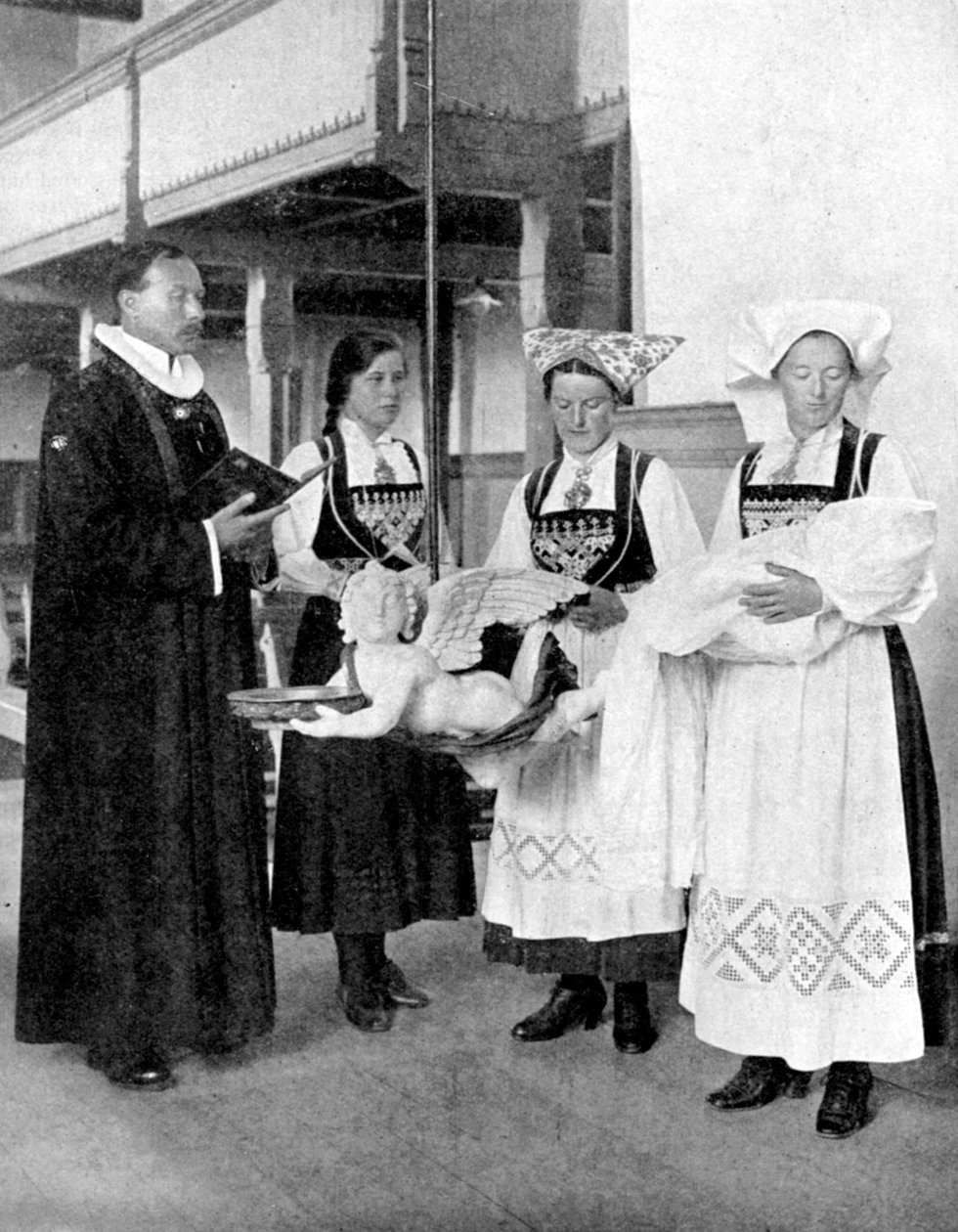 ノルウェーの洗礼式、1936年。 作： ドナルド・マクリーシュ