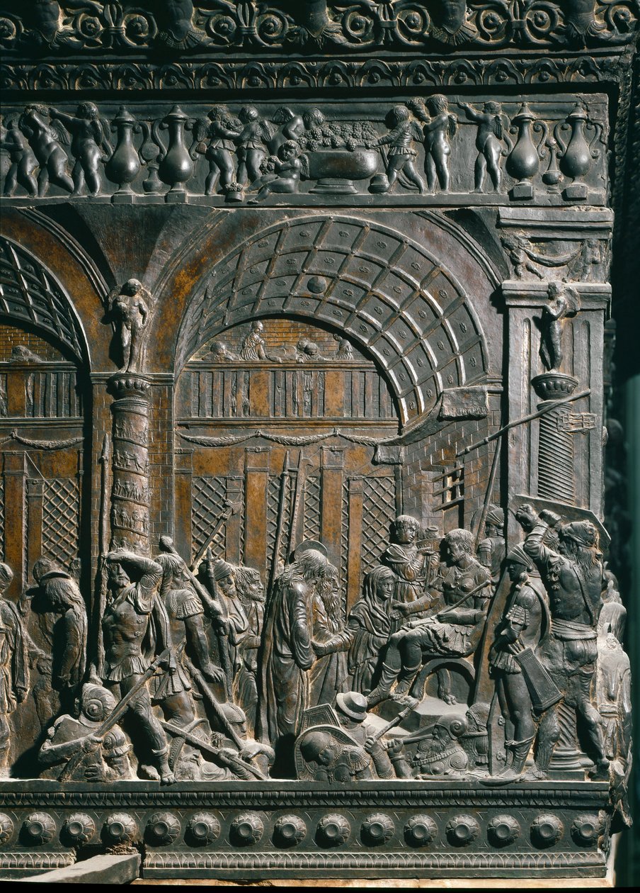 ポンテオ・ピラトの前のキリスト。詳細左説教壇の低浮彫り、1460年頃 作： ドナテロ