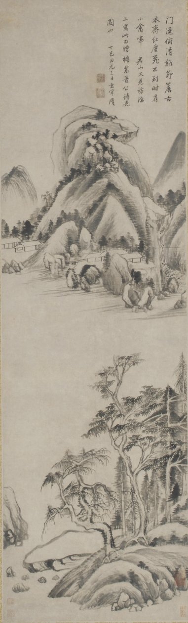 風景、明朝、1617年（紙にインク） 作： 董其昌