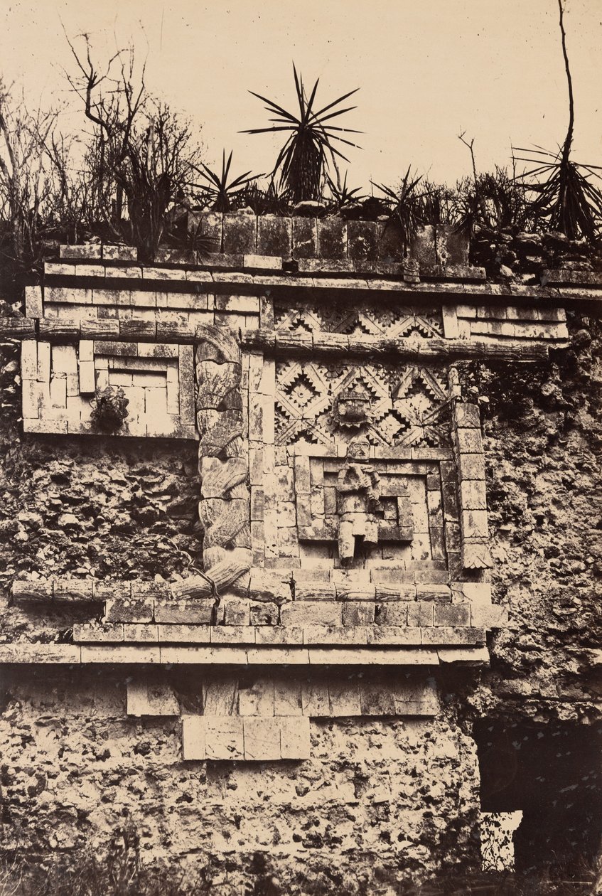 ウクスマル、インディアンの浮き彫り、尼僧の宮殿（Uxmal, Bas Relief de l