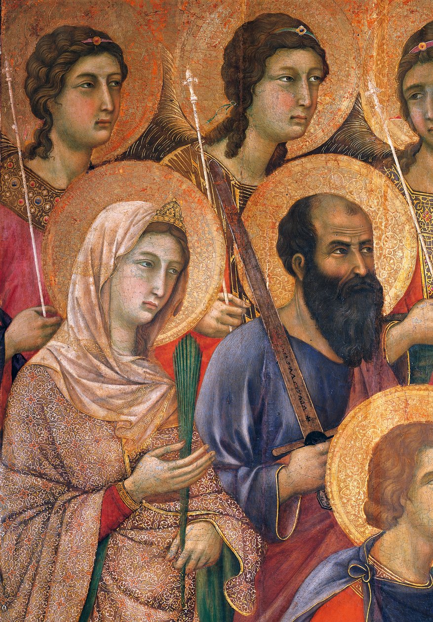 デュッチョのメースタ」 デュッチョ・ディ・ブオンインセーニャ（1255年頃～1319年以前）によるシエナ大聖堂の祭壇画、木にテンペラ、212x425cm、詳細 作： ドゥッチョ ディ ブオニンセーニャ
