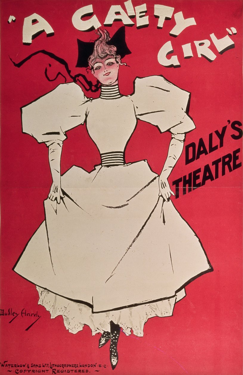 イギリスのデイリーズシアターでの「A Gaiety Girl」の広告ポスター、1890年代 作： ダドリー・ハーディ