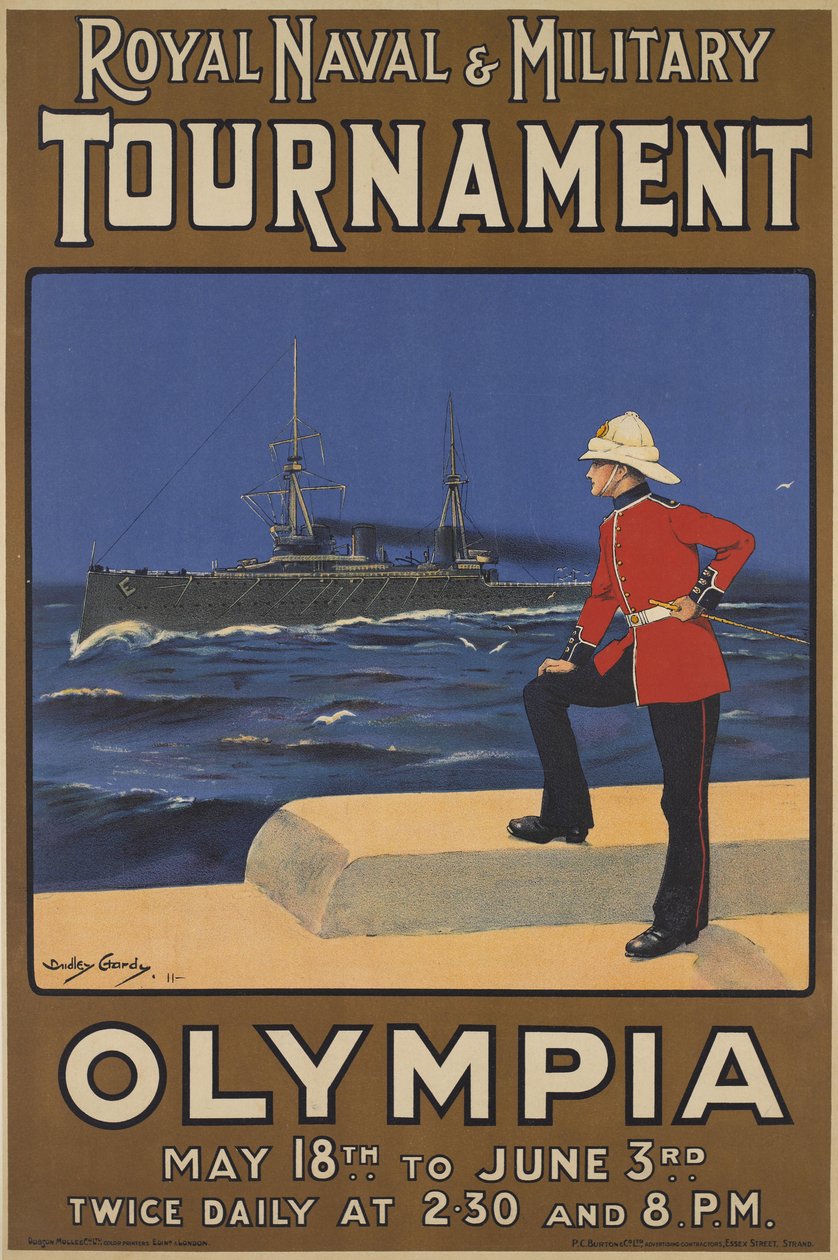 王立海軍および軍事トーナメントのポスター、1910年 作： ダドリー・ハーディ
