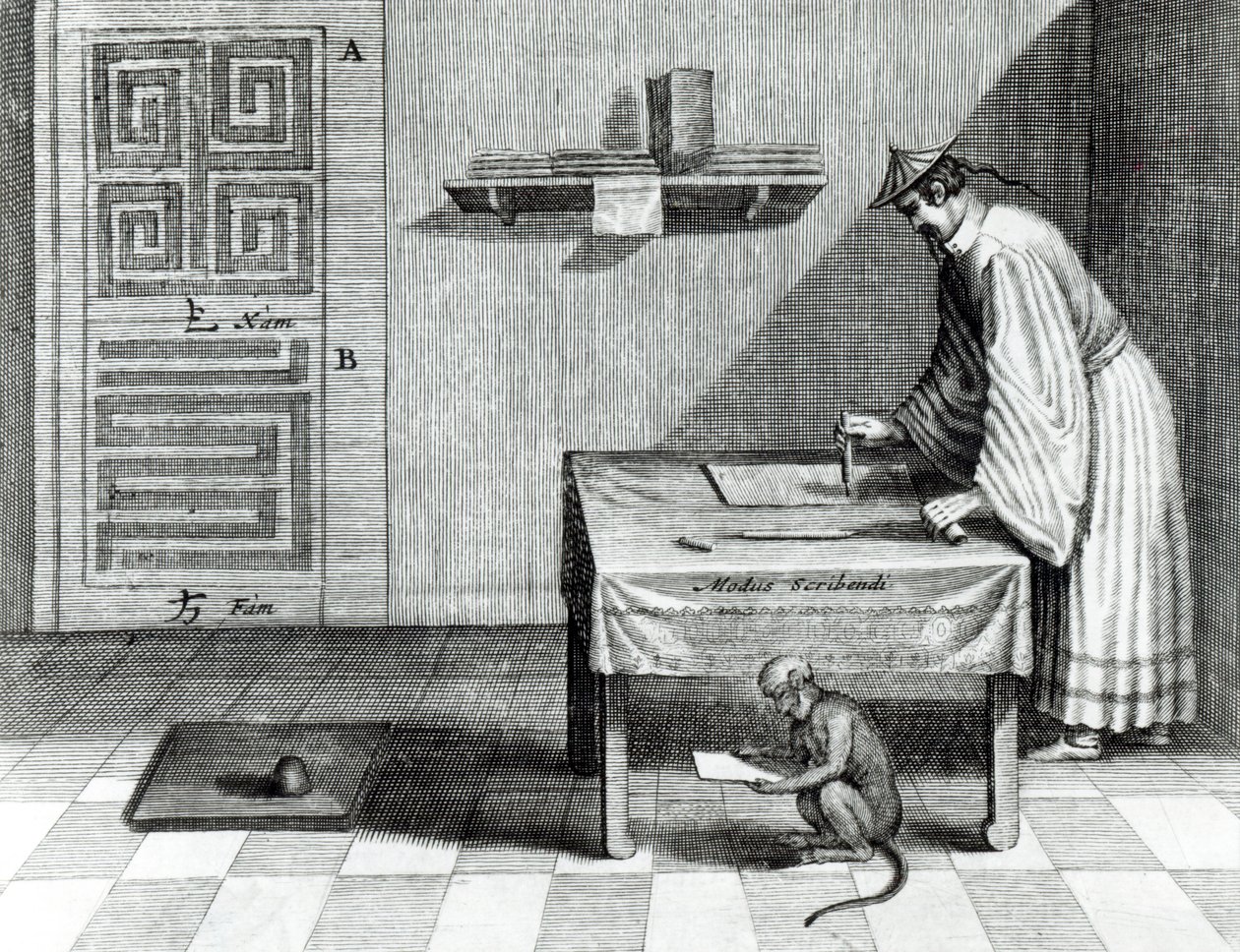 アチャナシウスキルヒャー（1601-80）による「中国のイラスト」からの中国の書記1667 作： オランダ語学校