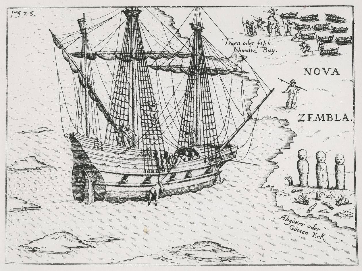 バレンツは1598年にノヴァゼンブラで出荷されます 作： オランダ語学校