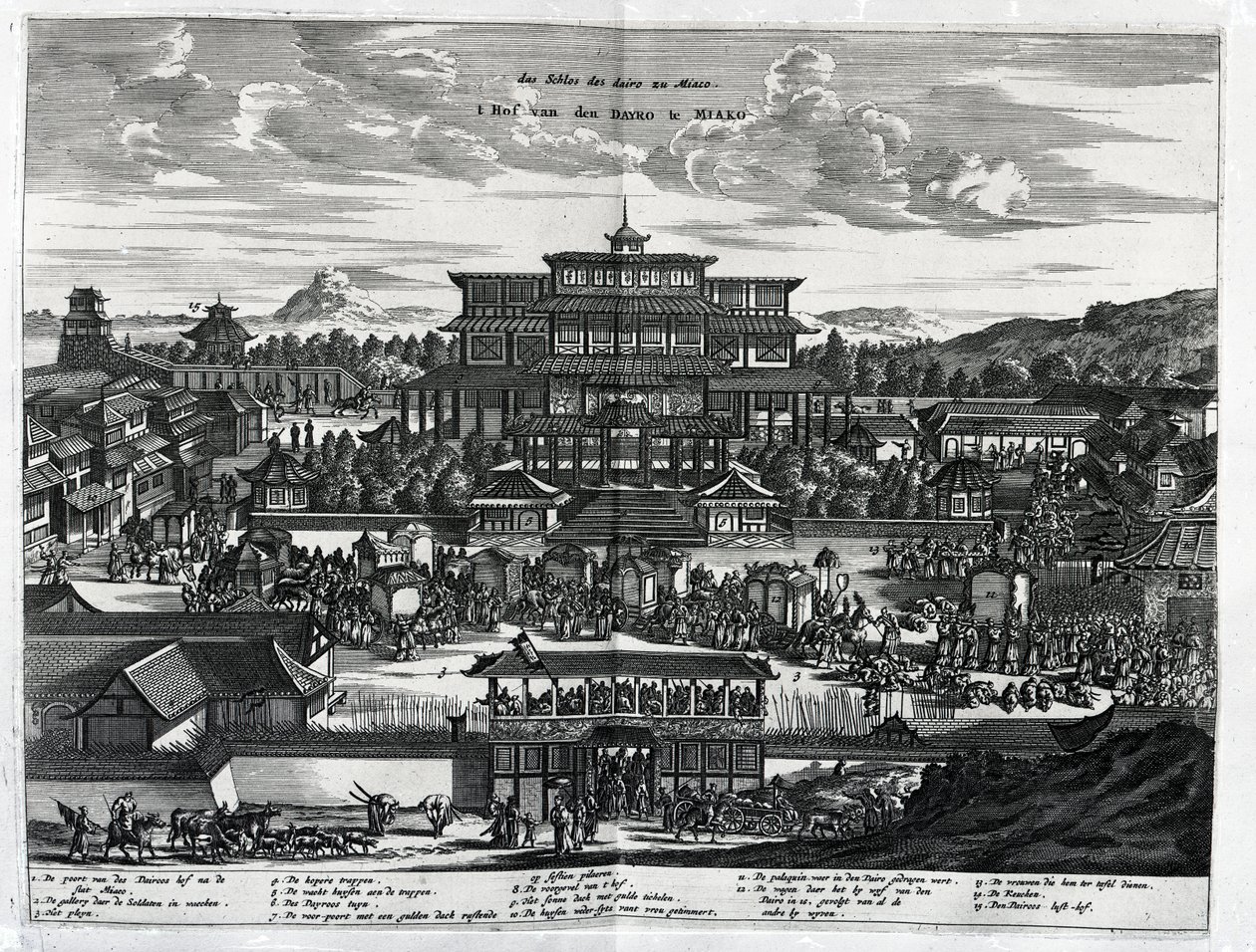 マカオからの行列、アーノルダスモンタナス作「Atlas Chinensis」のイラスト、1671年 作： オランダ語学校